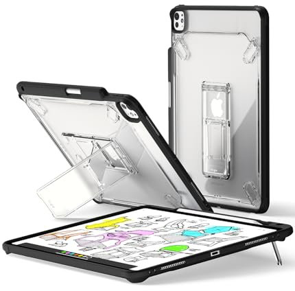 Ringke Fusion Sketch Stand Compatibile con Cover iPad Pro 13-inch M4 (2024), Custodia Trasparente Antiurto con Supporto Pencil E Funzione Supporto - Black