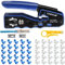 Rj45 - Kit de herramientas de crimpado Ethernet para conectores 8P Cat5 Cat6 Pass Through Connectors Herramienta de crimpado de red RJ45 con 50 cubiertas y 50 conectores Mini pelacables amarillo