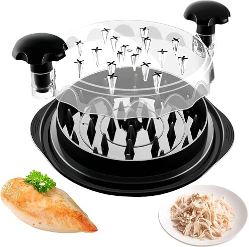 NBBENG Large Chicken Breast Shredder Tool, Manual, Black, Plastic, Stainless Steel Blades, Ergonomic Handle, Anti-Slip, Heat Resistant