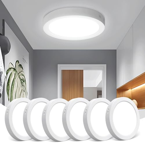 Aigostar 12W LED Ceiling Light, 1350LM LED Ceiling Lights 6500K 6 Pack | Round LED Ceiling Light 113W Equivalent, Dome, Modern, Flush Ceiling Light for Bedroom, Kitchen, Porch, Hallway