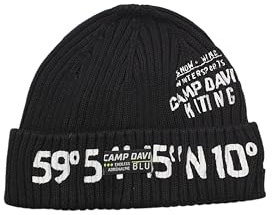 Camp David Herren Strickmütze (DE/NL/SE/PL, Alphanumerisch, Einheitsgröße, Standard, Black)