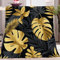 Kuscheldecke 220 x 240 cm Flauschige Decke Geschenke für Jungs Luxus-Blatt-Illustration Decke Wool Wohndecke Gold Schwarz Sofadecke Couchdecke Sofaüberwurf Tagesdecke für Bett Sofa