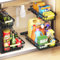 Accwork Under Sink Storage, 2 Tier Pull Out Under Sink Organiser, Undersink Storage Kitchen Cupboard Organiser with 2 Hooks for Bathroom Kitchen Storage & Organisation, 2 Pack