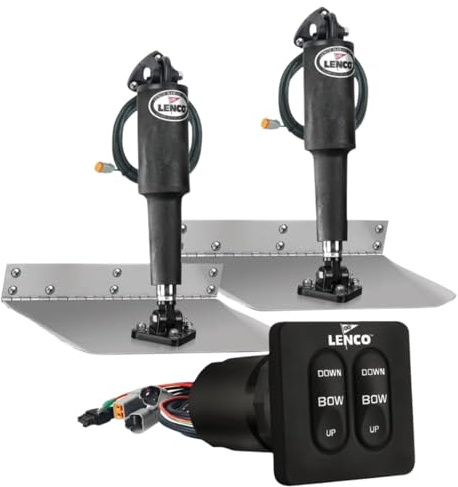 SAWESTO LENCO Standard Edelstahl Trimmklappen Set für Halbgleiter und Vollgleiter | mit Steuerpult Tactile Switch | elektrischer Schräglagenausgleich für Motorboote | 5m - 7,5m