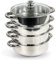 Crystals 4-Tier 24cm Stainless Steel Induction Hob Steamer, 5 Piece Vegetable Steamer With Glass Lid, Food Steam Cooking Cooker, Steamer Cookware Pot & Pan Set with Cool Handles
