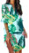 JOCAFIYE Frauen Kurzarm Kleider V-Ausschnitt Casual Flowy Swing Party Club Mini Kleid Green Leaf L