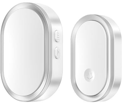 SLDAGe Wireless Doorbell, Waterproof Plug in Door Chime Kit with 36 Chimes 4 Volume Levels LED Flash, Mini Cordless Doorbell Chime for Home, School, Office, 1,000ft Range,Silver