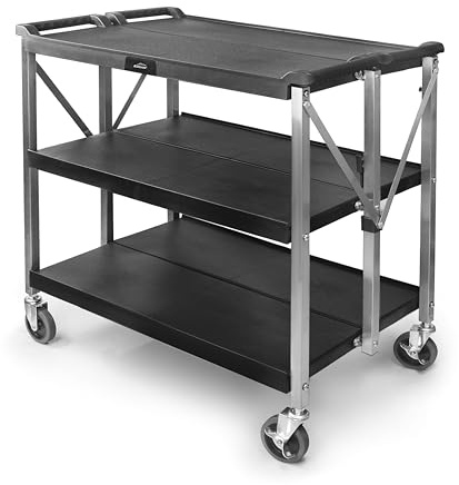 LACOR - 66241 Servierwagen, zusammenklappbar, 3 Fächer, 30 kg/Ablage, Verriegelungsriegel, Edelstahl, Polypropylen, 68,5 x 41 x 91,5 cm