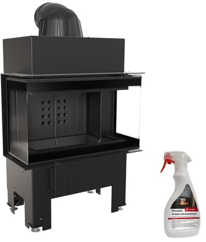 Kamineinsatz KRATKI NBC 680/280 7 kW Ø 160 schwarz Verkleidung Mit Kaminscheibenreiniger