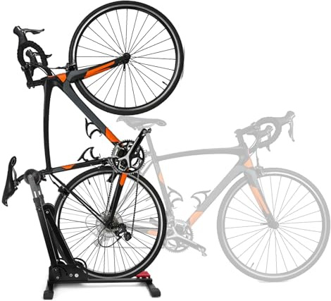 SOUUXIU Fahrradständer Boden, vertikaler und horizontaler höhenverstellbarer Fahrradbodenständer, Freistehender aufrechter Bodenständer für Mountainbike und Rennrad in Innenräumen bis (Schwarz)