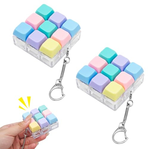 2 Pezzi Portachiavi a Forma di Tastiera, Portachiavi Fidget Tastiera, Clicker Anti-stress Cliccabile per Adulti per Alleviare lo Stress, per Uomini e Donne, per la Decorazione e Decompressione