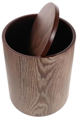 Uonlytech Papelera Despacho Vintage Efecto Madera PP Grande para Sala | Diseño Retro Color Café, Limpieza Sencilla y Uso Versátil, Formato Compacto para Uso Prolongado
