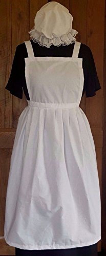Ladies Fancy Dress Full Apron & MOP Cap Victorian Tudor Edwardian Poor WW1 (Large)