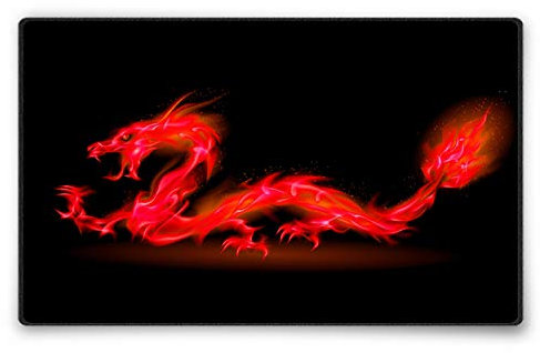 Silent Monsters Mouse Mat Small 10 x 8 inches / 24 x 20 cm, Red Dragon, Stitched Edges, washable & rollable Mouse Pad, Gaming Home Office Mousemat, Mousepad non-slip & quiet, Desk Mat