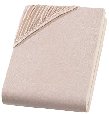 Müskaan Jersey Spannbettlaken, Baumwolle, Beige/Camel, 90x 200 bis 100x200cm