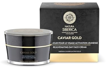 Natura Siberica Caviar Gold Rejuvenating Day Gesichtscreme Anti-Aging Tagescreme mit Schwarzem Kaviar & Gold, Lifting Effekt, Feuchtigkeit, Faltenreduktion für Normale & Trockene Haut, 50 ml