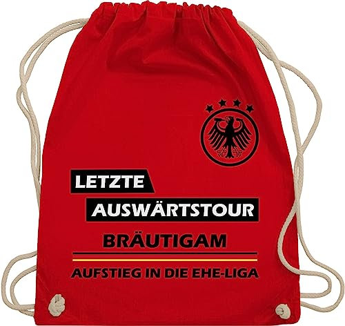 Shirtracer Turnbeutel Rucksack - JGA Junggesellenabschied Männer - Letzte Auswärtstour Bräutigam - Unisize - Rot - auswärts polter rucksäcke jungesellenabschied groom beutelrucksäcke