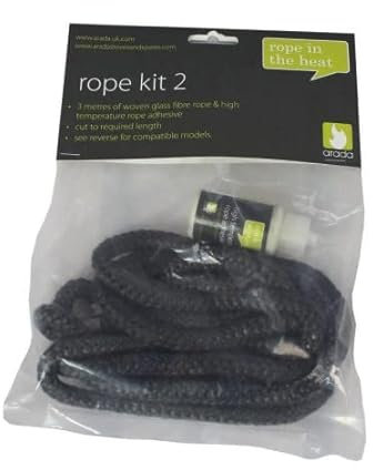 Arada ARA014 Fire Door Rope Kit 2 | High-Temperature Glass Fibre Rope with Thermoseal Tape & Adhesive | Complete 3m Solution for Stove Door Seals & Maintenance