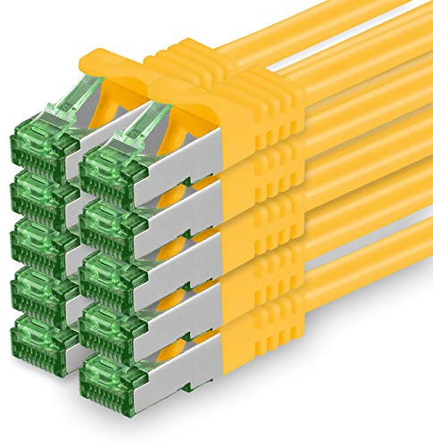 1aTTack.de 3 M Cat.7 Netzwerk-Kabel 10 Stück Cat7 Patch-Kabel Lan-Kabel Ethernet RJ45 10 Gbit/s (Alle Internetgeschwindigkeiten) Gelb 3 Meter