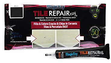 MagicEzy Tile RepairEzy (Black) - Ceramic & Porcelain Tile Repair Kit - Crack & Chip Filler - Gap Filler - Touch Up Pen for Bathroom Floor & Counter Tops