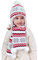Mädchen Winter Mütze Schal 2stk Set Fleece Gefüttert 3-4 Jahre Kinder Baby Süß und Lieblich Pom Pom Thermal Wintermütze mit Ohrenklappen Stricke Halstuch Schneeflocke Weiß, Kopfumfang 50-52cm Gr.XL