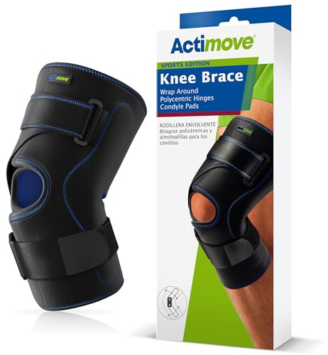 Actimove Sports Edition Wrap-Around Hinged Knee Brace, Provides Pain Relief & Support, Latex and Neoprene Free, Medium