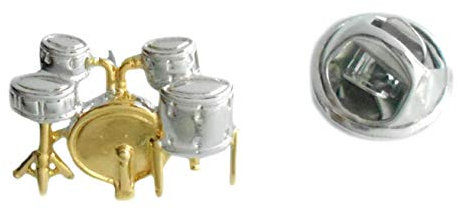 Schlagzeug drums Anstecker Revers Pin bicolor teilvergoldet m.i. Germany + Geschenkbox