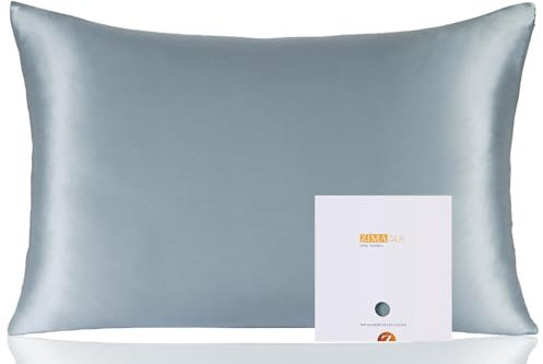 ZIMASILK Kissenbezug aus 100% Maulbeerseide für Haar und Haut, beidseitig 19 Momme Seide, 1 Stück (Standard 50 x 75 cm, Blauer Nebel)