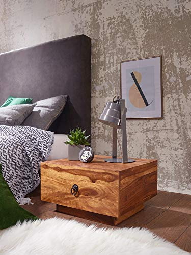 KADIMA DESIGN Nachttisch Massiv-Holz Sheesham Nacht-Kommode 25 cm hoch mit Schublade