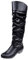 Scarpe Donna Stivali Stivaletti Tronchetto Alto Stivali Donna Slip-On Tacco Quadrato Tinta Unita Scarpe Alte al Ginocchio Punta Tonda (38,Nero)