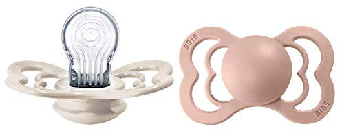 BIBS Supreme Schnuller 2er-Pack, BPA-frei, Symmetrischer Nippel. Silikon, Hergestellt in Dänemark. 6-18 Monate (2er Pack), Ivory/Blush