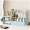 Subsky Make up Organizer mit Schubladen, Multifunktion Schminktisch Organizer Einfache Aufbewahrung für Make-Up Pinsel Wattepads, Schreibtisch Organizer für Dresser Skincare Blau