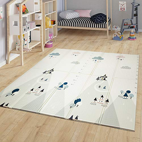 TT Home Faltbare Kinder Matte Spielmatte Baby Krabbelmatte Abwischbar ABC Wendbar, Farbe:Weiß, Größe:150x200 cm