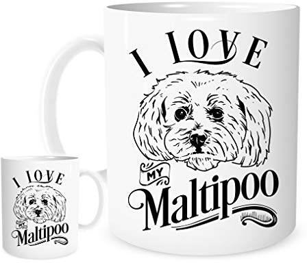 11OZ I Love My Maltipoo Mug,A Lovely Ceramic Gift Mug Featuring A Cute Maltipoo Dog