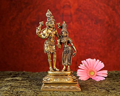 SHIVAJI ARTS Shiva Parvati Statue, Brass Dancing Shiva Parvati, Hindu-God, Shankara, Mahadeva, Goddess Parvati, Shiv Shakti Statue, Couple Gift |