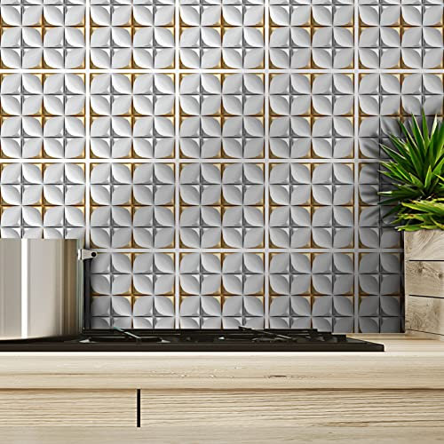 ADesign 32 Pz Adesivi per Piastrelle Bagno e Cucina 15 x15 cm Autoadesivo Decorazione Adesivo murale in PVC Impermeabile Adesivi Pavimento Parete mattonelle mosaico stile /T1056