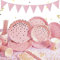 Yidaxing Vaisselle de FêTe Rose et Or, Vaisselle Papier Set Assiette Rose et Or, 122 Pcs Assiette Carton Rose Serviettes Anniversaire, Baby Shower, Fille Douche Nuptiale, Vaisselle Rose, 24 Invités