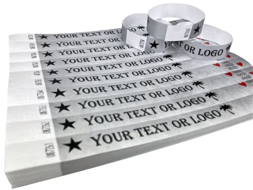 100 Silber Individuell Bedruckte Tyvek-Armbänder mit Ihrem Personalisierten Text/Logo für veranstaltungen, Partys, Festivals, ID