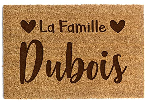 Paillasson personnalisé en fibre de coco avec n'importe quel texte, Tapis antidérapant et absorbant, Différents motifs de paillassons internes pour l'intérieur de la maison (60 x 40cm, modèle 2)