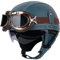 Casques Bols Casques Jet Casque Moto Vintage avec Lunettes Casque de Pilote Rétro Casque Casque Scooter Homme Femme Demi Casque Coupe-Vent Casque pour Moto Vélo Scooter