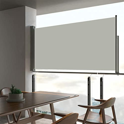 Tidyard Toldo Lateral Retráctil de Jardín Toldo Lateral Extensible Impermeable Protector Solar y Protección de Privacidad para Balcón Jardín Terraza Crema 80x300 cm