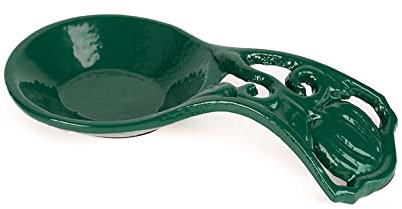 MINLUFUL Spoon Rest Holder for Stove Top, Sturdy and Unbreakable Cast Iron Spoon Rest Ladle Holder for Kitchen Counter, Keep Stovetop Countertop Clean, Pumpkin Green