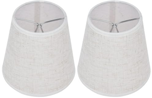 Cyrank Bauernhaus Barrel Stoff Lampenschirm, 2 Stück, Natürliche Lichtschirme für Lampen Clip auf Kronleuchter, Wandtisch (01)