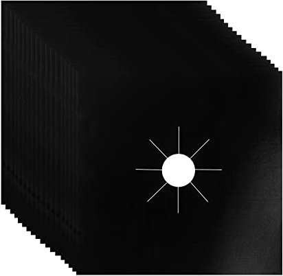 Nuokbony 18 Pack Stove Burner Covers Gas Stove Protectors Reusable Stove Liners Top Covers for Kitchen Cooking Cuttable Non-Stick Fast Clean Easy to Clean 10.6” x 10.6” （Black）