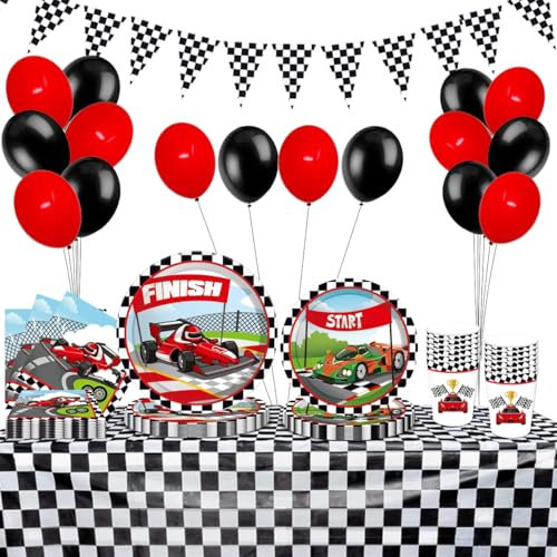 Voiture de Course Vaisselle Anniversaire, Voiture Fournitures de Fête, Cars Vaisselle de Fête, Assiettes, Tasses, Voiture de Course Articles de Fête, Voiture Décorations de Fête, 8 Invités