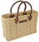 NATUREHOME von Hand geflochtene kleine Tasche Schilftasche (S) 22 x 10 x 34 Stroh Hand-Tasche mit Ziegenldergriffen für den netten Abend