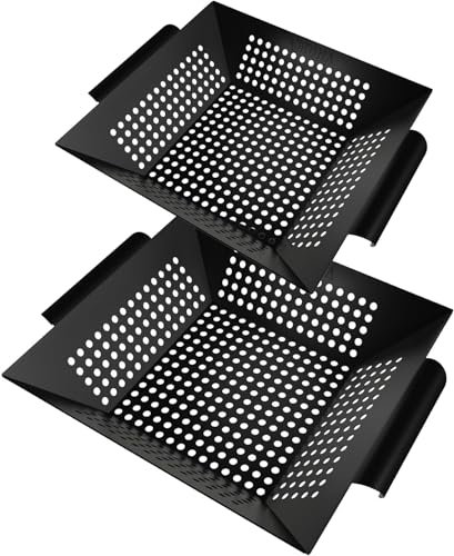 Kona Grillkorb-Set – Premium-Zubehör für Outdoor-Grill – perfekt für Gemüse und mehr! Verbessern Sie Ihr Grillerlebnis mit diesem robusten Grillkorb – Inklusive Bonus-Geschenk: Holzschaber – Must-Have