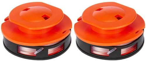BLACK+DECKER Bobine de Rechange pour Coupe-Bordures, Bobine Déroulement Manuel, 5,5 m de Fil en Nylon Transparent et Résistant, Fil de ⌀1,5 mm, A6044-XJ (Lot de 2)