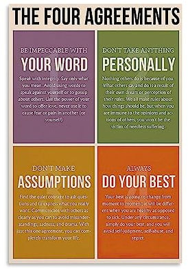 YUHANRY Wandposter The Impeccable Four Agreements, Kunstdruck, Poster, Wandkunst, Gemälde, Leinwand, Wanddekoration, Heimdekoration, Wohnzimmer-Dekor, ästhetische Drucke, 40 x 60 cm, ungerahmt