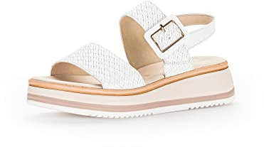 Gabor Damen Keilsandalen, Frauen Sandalen,Moderate Mehrweite (G),Strandschuhe,Keilsandaletten,Keilabsatz,Wedge-Heel,Weiss (LDS),41 EU / 7.5 UK